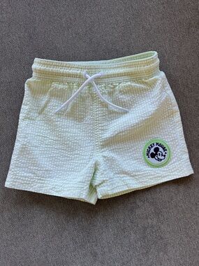 Janie and Jack Light Green Seersucker Mickey Mouse Swim Trunks
